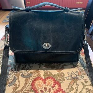 Vintage Coach Court Bag 9870 Black Leather